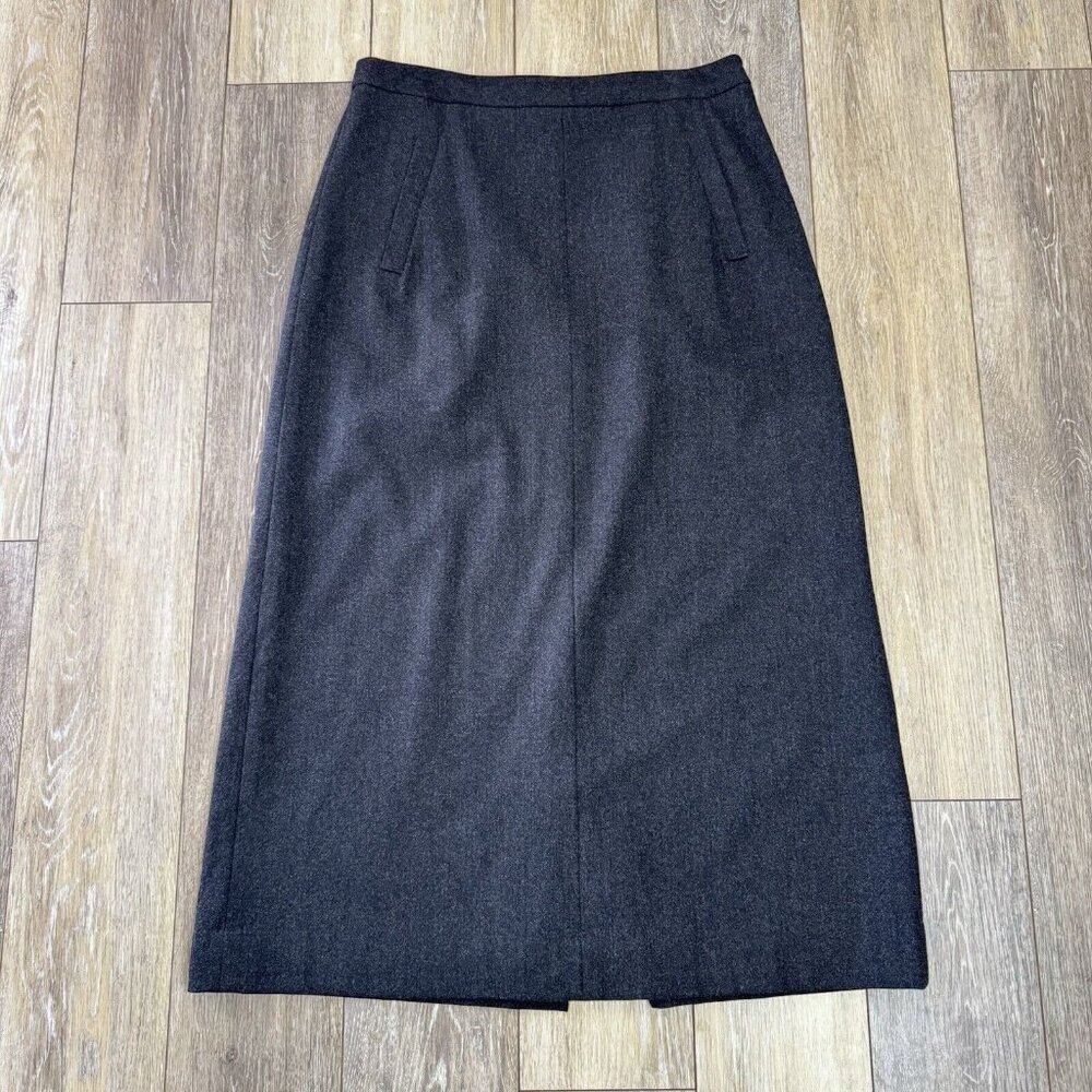 Vintage Lands' End Skirt 12 Midi Maxi Wool Gray Minimalist Lagen Comfy Warm